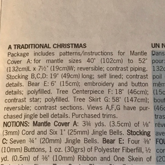 Traditional Christmas Crafts Tree Skirt Mantle Cover Bear Butterick 5783 - Picture 9 of 10